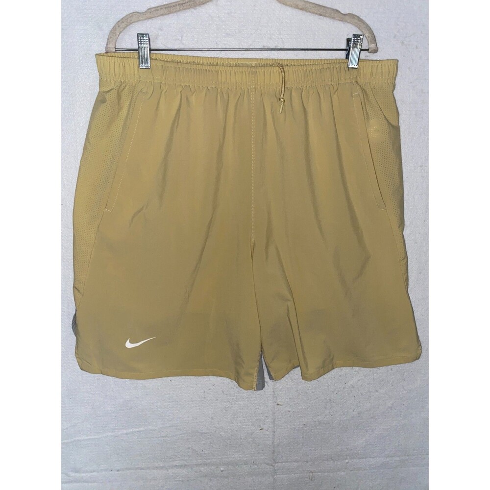 Nike Men's Athletic Basketball Shorts Yellow Grey 2XL perforated New Drawstring